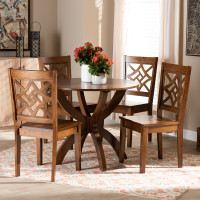 Baxton Studio Anila-Walnut-5PC Dining Set Baxton Studio Anila Modern and Contemporary Walnut Brown Finished Wood